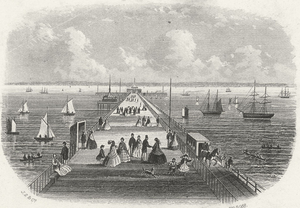 ISLE OF WIGHT. Pier Ryde. IOW c1850 old antique vintage print picture
